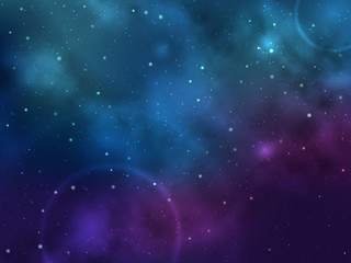 Fototapeta na wymiar Vector space background with colorful nebula and bright stars.