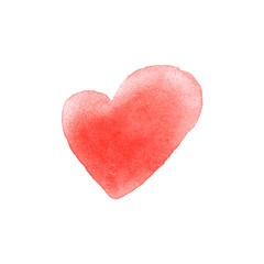 Watercolor abstract red heart. Symbol of love and romance.