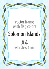 Frame and border of ribbon with the colors of the Solomon Islands flag