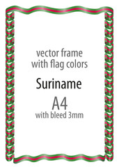 Frame and border of ribbon with the colors of the Suriname flag