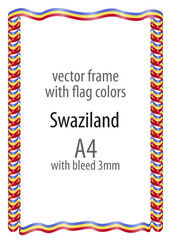 Frame and border of ribbon with the colors of the Swaziland flag