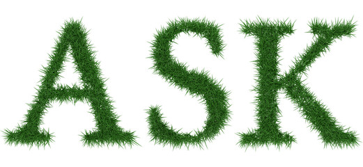 Ask - 3D rendering fresh Grass letters isolated on whhite background.