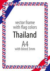 Frame and border of ribbon with the colors of the Thailand flag