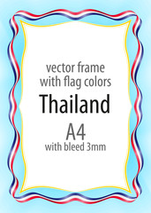 Frame and border of ribbon with the colors of the Thailand flag