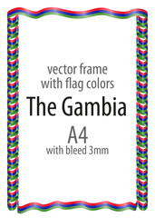 Frame and border of ribbon with the colors of the The Gambia flag