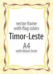 Frame and border of ribbon with the colors of the Timor-Leste flag
