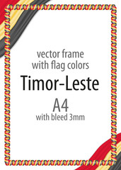 Frame and border of ribbon with the colors of the Timor-Leste flag