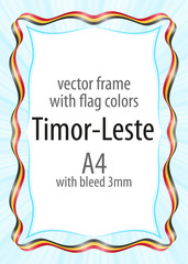 Frame and border of ribbon with the colors of the Timor-Leste flag