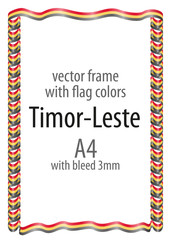 Frame and border of ribbon with the colors of the Timor-Leste flag