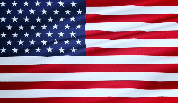 3D rendering, american USA flag, stars and stripes, united states of america