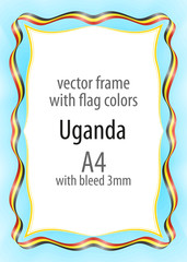 Frame and border of ribbon with the colors of the Uganda flag