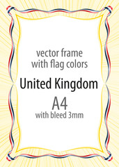 Frame and border of ribbon with the colors of the United Kingdom flag