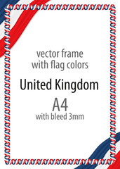 Frame and border of ribbon with the colors of the United Kingdom flag