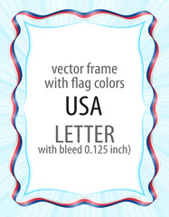 Frame and border of ribbon with the colors of the USA flag