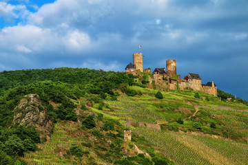 Thurant  Castle above Alken town on Moselle River, Rhineland-Palatinate, Germany.