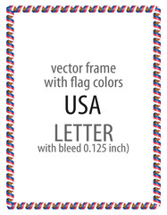 Frame and border of ribbon with the colors of the USA flag