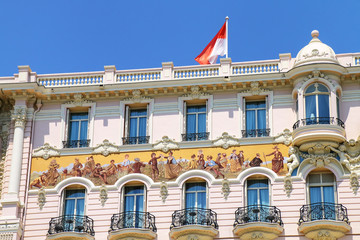 Fototapeta na wymiar Close view of a building in Monte Carlo, Monaco