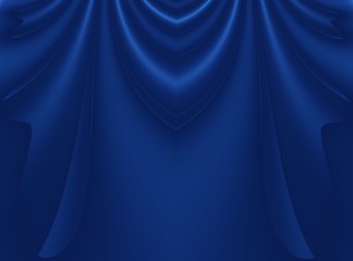 Deep blue modern abstract fractal background illustration with stylized draping or curtains. Dark smooth elegant creative template for fashion themed projects, layouts, designs, banners, flyers, skins