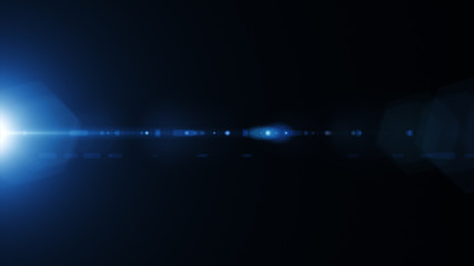 Natural lens flare on the side on a black background