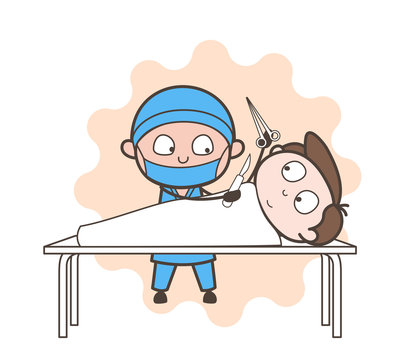 Surgeon with Patient in Operation Theater - Ready for Operation Vector Concept