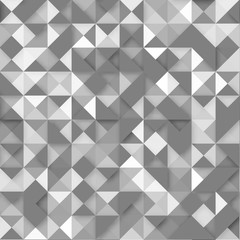 Vector seamless pattern white triangles of different transparency with an effect overlay on a gray background for your design, print and internet