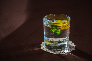Glass of water lemon mint