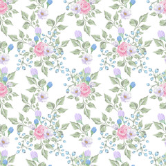 Floral seamless pattern with   bouquets of flowers.   illustration  for textile, print, wallpapers, wrapping.