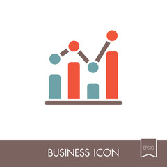 Graph in trendy outline icon. Finances sign