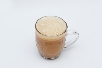 Tea With Milk Or Popularly Known As Teh Tarik Over White Background