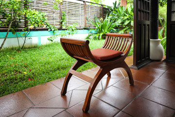 Obraz premium Wooden chair in modern spa salon at resort