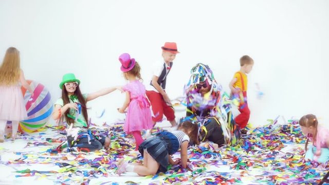 Fun children's party with colorful ribbons