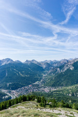  Panoramic view of Bardonecchia village from above, Italy