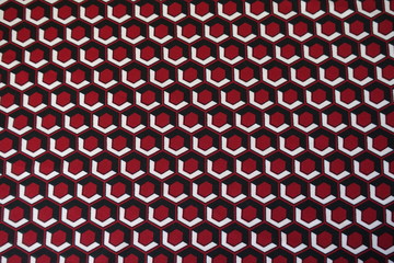 Multicolored geometric print on fabric from above