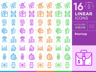 Set of line icons with different colors. High quality modern pictogram