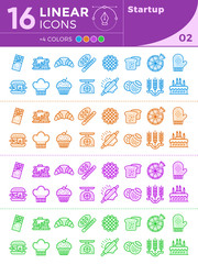 Set of line icons with different colors. High quality modern pictogram