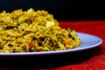 Tasty Indian food basmati rice on a plate