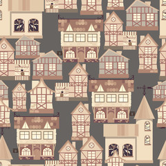 Medieval city seamless pattern