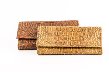 elegance leather clutch isolated on white background