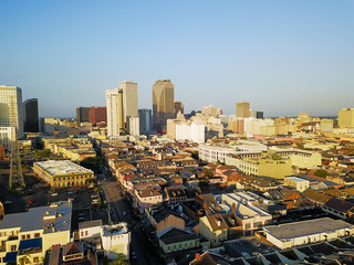 Aerial view Central Business District (CBD), a Mississippi riverside downtown of New Orleans at...
