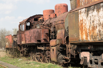 Fototapeta na wymiar Old rusty locomotives