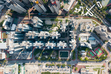 Top view of Hong Kong cityscape