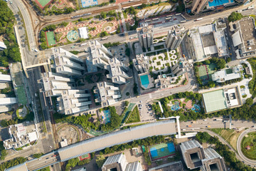 Top view of Hong Kong urban