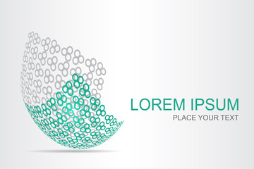 Logo stylized spherical surface with abstract shapes