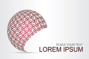 Logo stylized spherical surface with abstract shapes