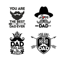 Logos and cards with typography about the dad. Happy Father's Day