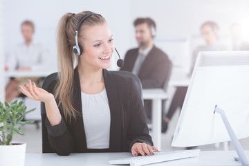 Call center agent using computer