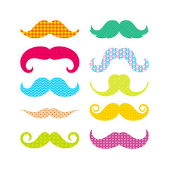 Beautiful colored mustache with different patterns