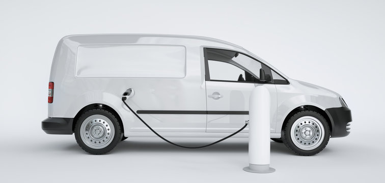 Charging an electric car - 3D Rendering