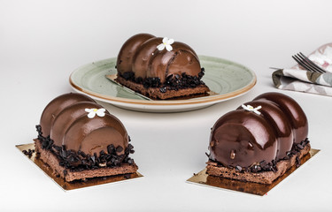 tasty Chocolate cakes   on table