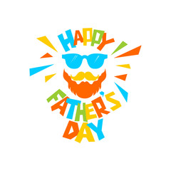 Typography and lettering with designer colored elements and silhouettes for a happy father's day